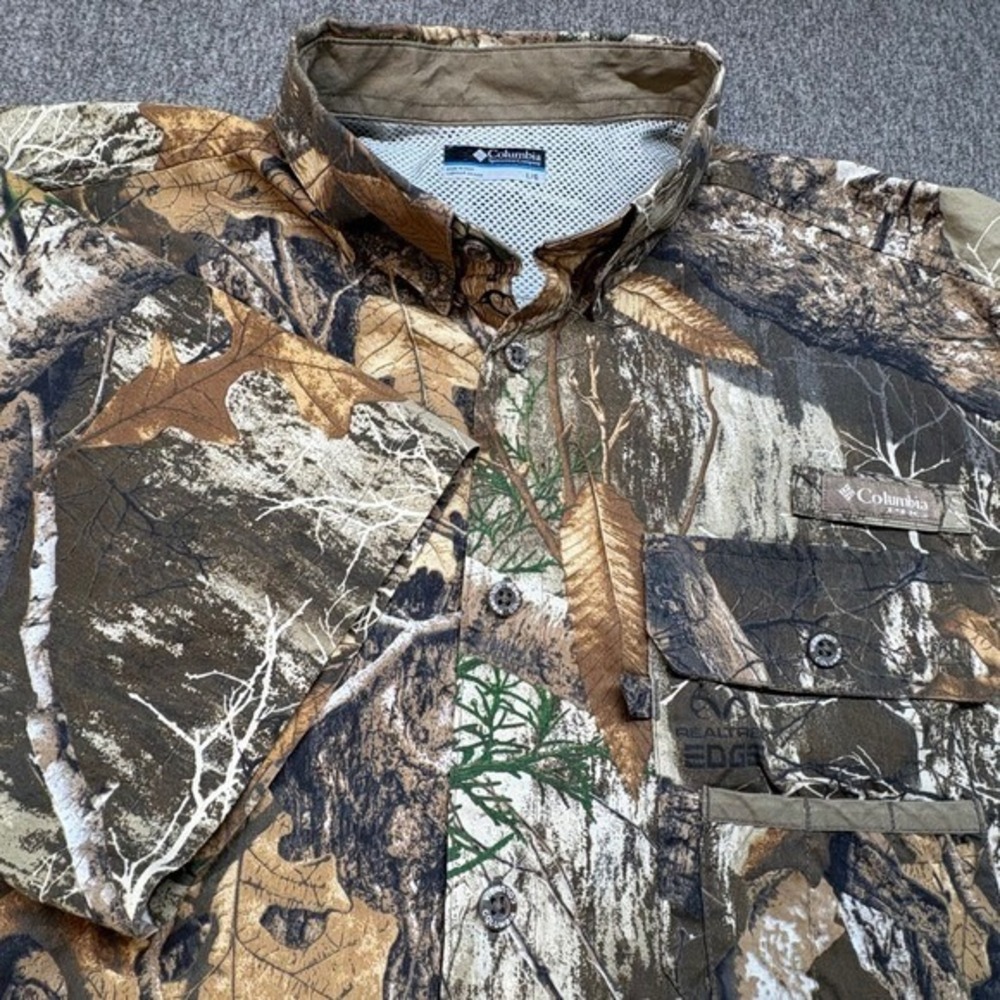 Columbia PHG Sportswear Realtree Xtra Camo Short Sleeve Button Up‎ Shirt Men's L